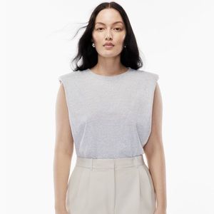 Aritzia Babaton Shoulder Pad Tank Light Heather Cool Grey